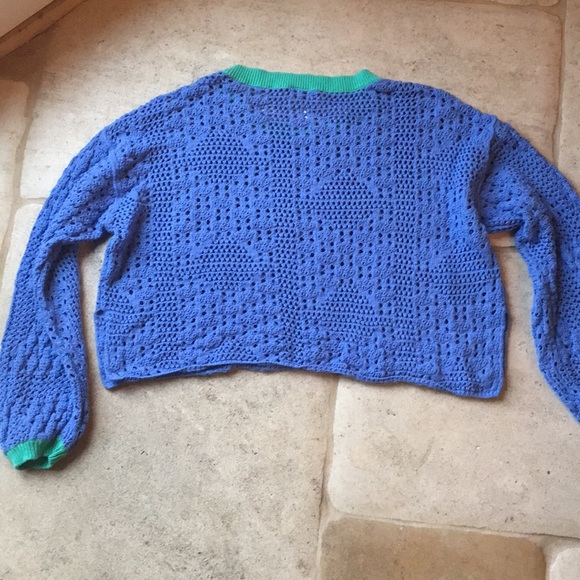 Free People 🌺 Crochet Crop Sweater Size Medium - Picture 4 of 8